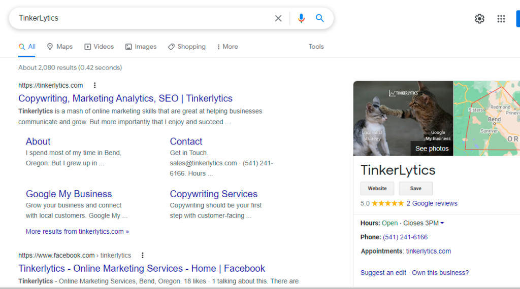 Google search results to find GMB panel for q and a section.